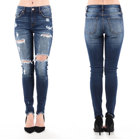 Glamvault Denim - BEST SELLER❣️ Distressed Frayed Ankle Denim Jeans